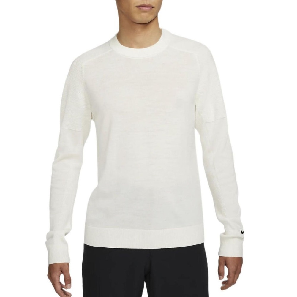 Nike Tiger Woods Golf Sweater Mens Large Ivory White Standard Fit Wool Blend